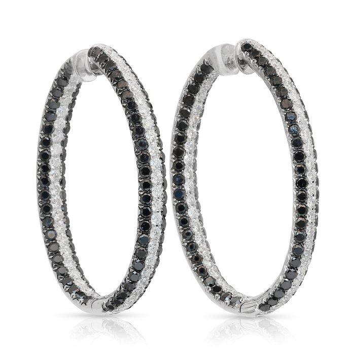 Breathtaking 9.06ct Diamonds Hoop Earrings in 18k White Gold - IGI Certified