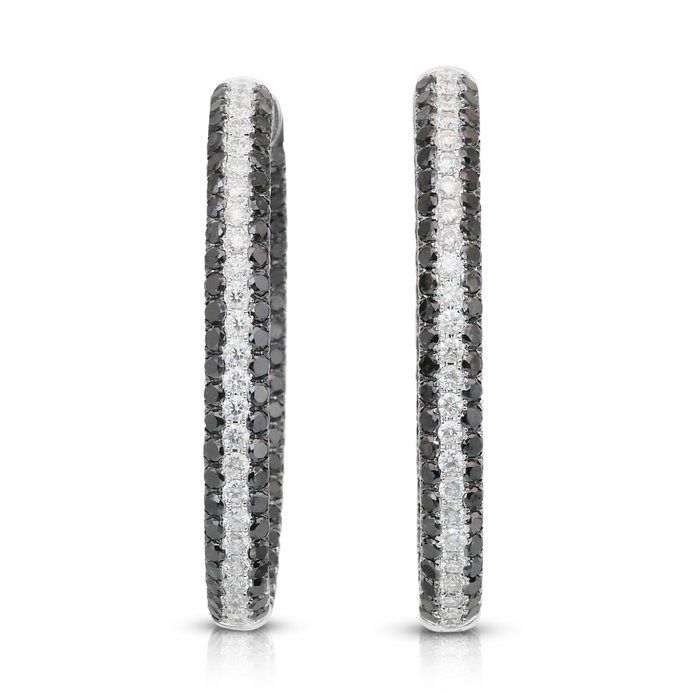 Breathtaking 9.06ct Diamonds Hoop Earrings in 18k White Gold - IGI Certified
