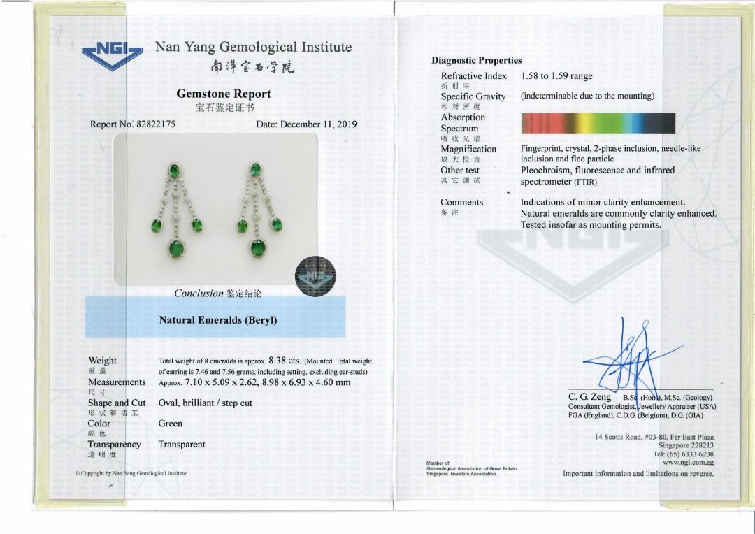 Breathtaking 9.88ct Emerald and Diamond Halo Drop 18k White Gold Earrings (New) - NGI Certified