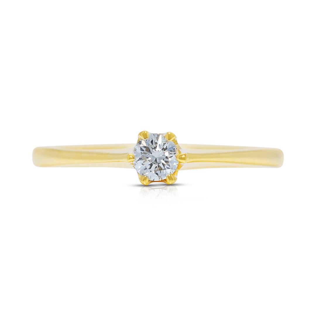 Brilliant 0.15ct Diamond Solitaire Ring in 14K Yellow Gold (New-Unworn)