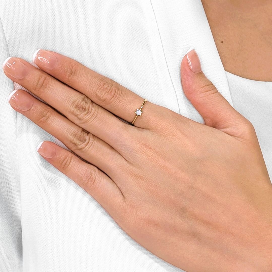 Brilliant 0.15ct Diamond Solitaire Ring in 14K Yellow Gold (New-Unworn)