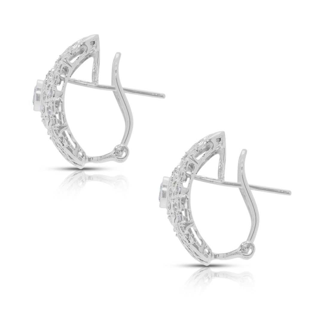 Brilliant 1.02ct Natural Diamond Cluster Earrings in 18K White Gold (New)