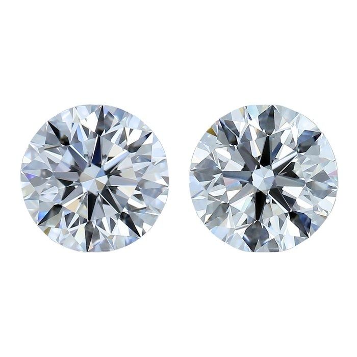 Brilliant 1.45ct Natural Pair of Round-Shaped Diamonds - IGI Certified
