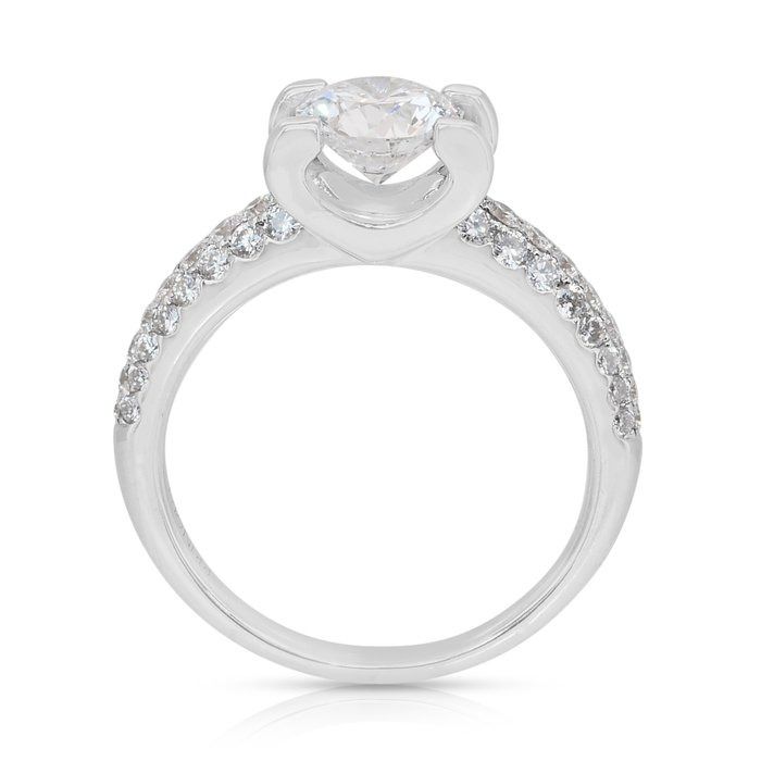 Brilliant 1.75ct Diamonds Pave Ring in 18k White Gold - IGI Certified