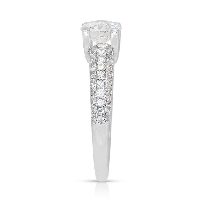 Brilliant 1.75ct Diamonds Pave Ring in 18k White Gold - IGI Certified