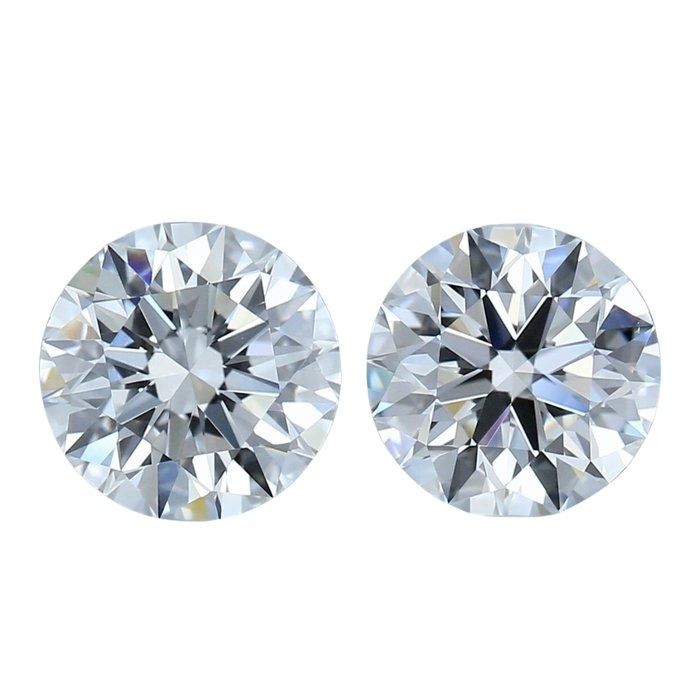 Brilliant 2.04ct Triple Excellent Ideal Cut Pair of Round-Shaped Diamonds - GIA Certified