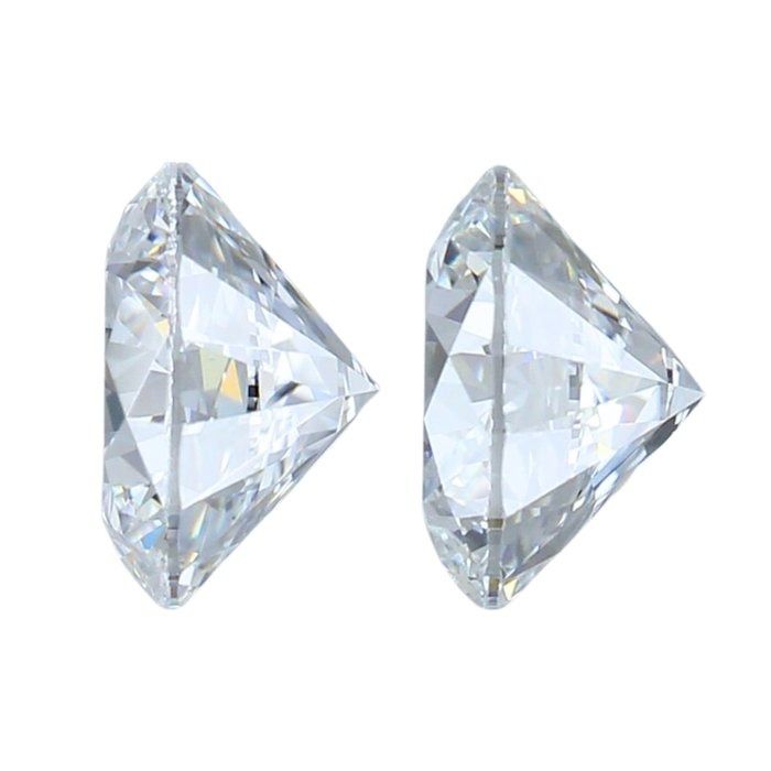 Brilliant 2.04ct Triple Excellent Ideal Cut Pair of Round-Shaped Diamonds - GIA Certified
