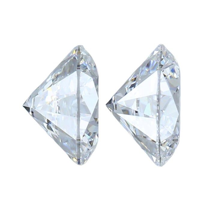 Brilliant 2.04ct Triple Excellent Ideal Cut Pair of Round-Shaped Diamonds - GIA Certified