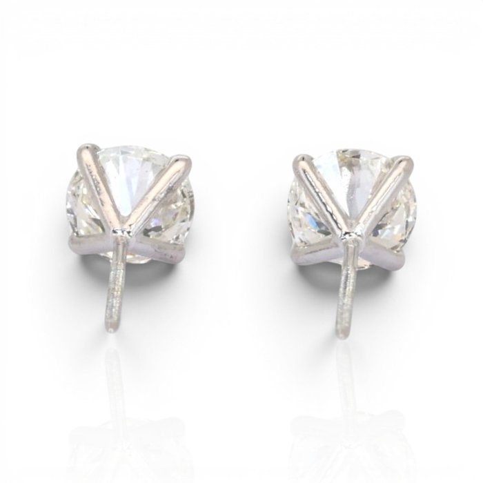 2.03 Carats IGI Certified Natural Diamond 18K White Gold Stud Earrings