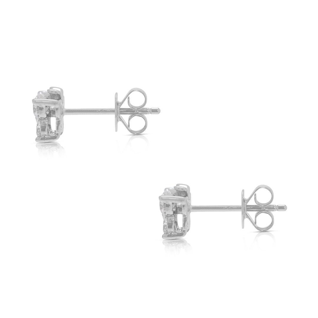 Captivating 0.60ct Natural Diamonds Stud Earrings by Gold Heart in 18K White Gold