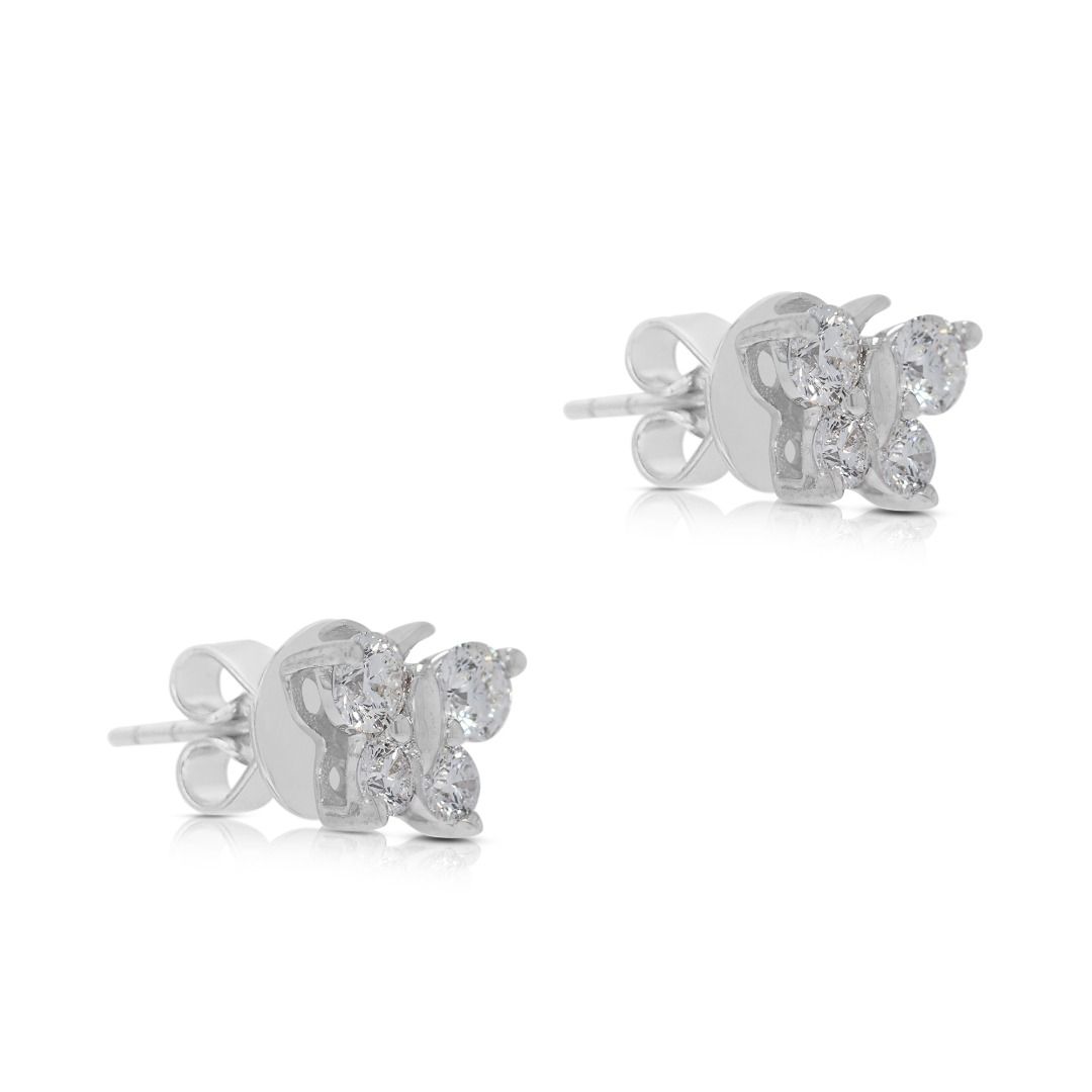 Captivating 0.60ct Natural Diamonds Stud Earrings by Gold Heart in 18K White Gold