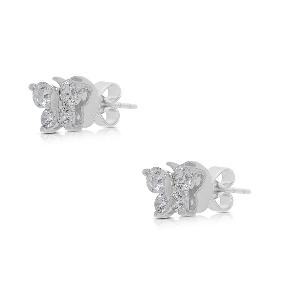 Captivating 0.60ct Natural Diamonds Stud Earrings by Gold Heart in 18K White Gold