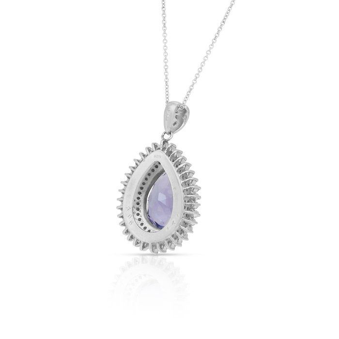 Captivating 10.07ct Tanzanite and Diamonds Necklace in Platinum & 18k White Gold - IGI Certified