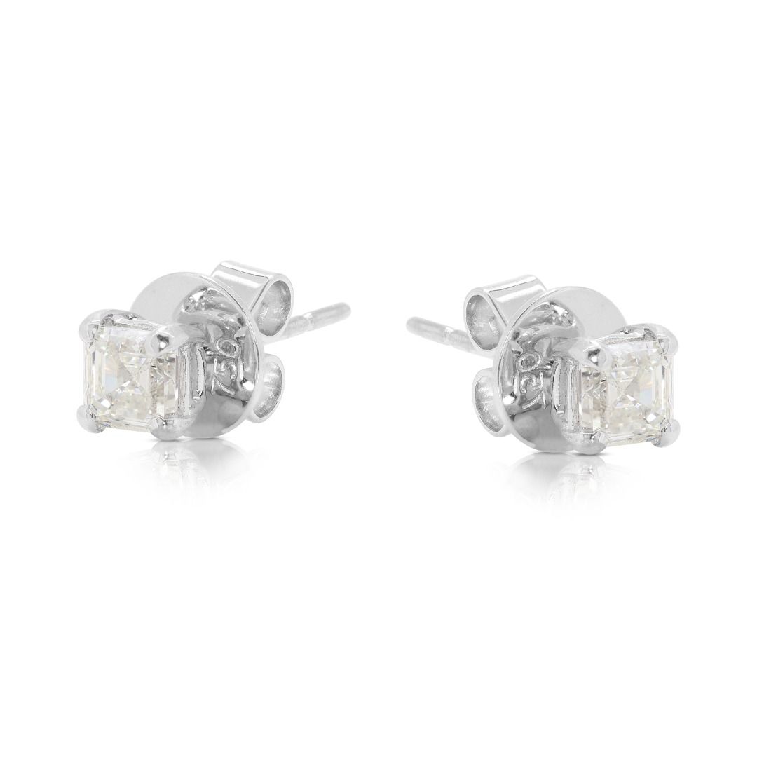 Captivating 1.00 carat Natural Diamond Stud Earrings in 18K White Gold