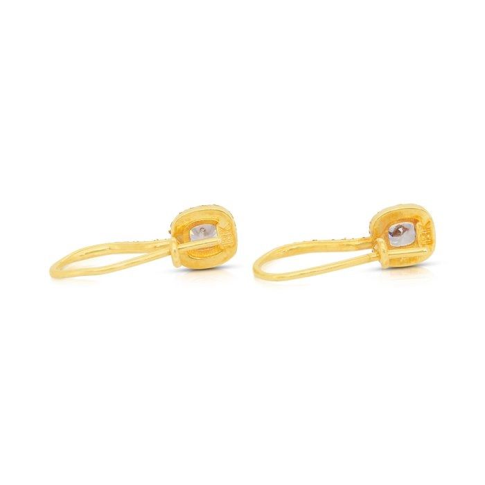 Captivating 1.28ct Diamonds Drop Earrings in 18k Yellow Gold - GIA Certified