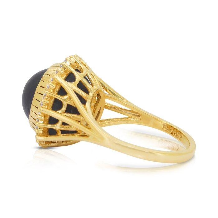 Captivating 14.74ct Sapphire and Diamonds Cocktail Ring in 18k Yellow Gold - GIA Certified