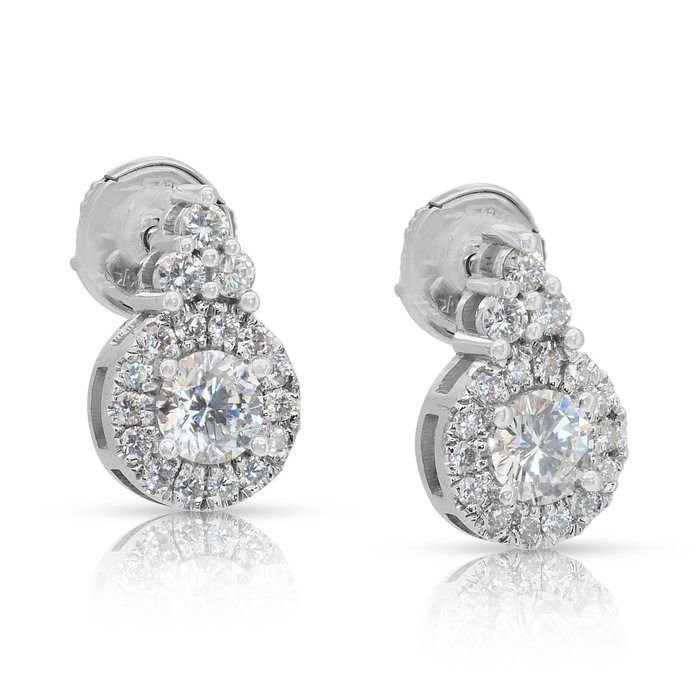 Captivating 1.59ct Diamonds Earrings in 18k White Gold - IGI Certified