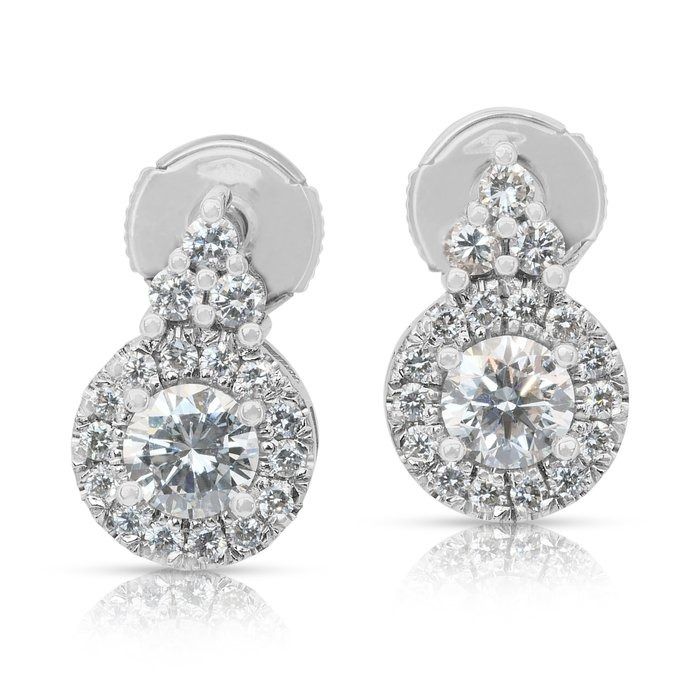 Captivating 1.59ct Diamonds Earrings in 18k White Gold - IGI Certified