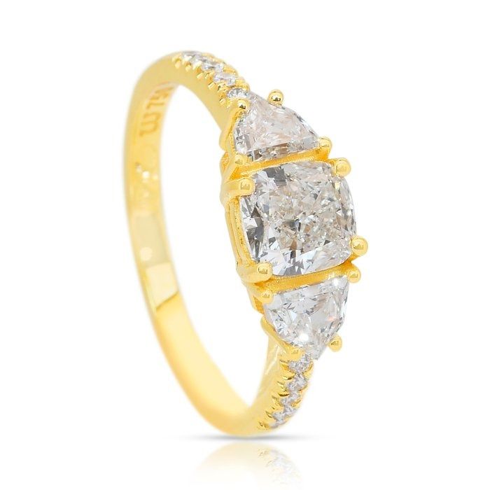 Captivating 1.62ct Diamonds 3-Stone Ring in 18k Yellow Gold - IGI Certified