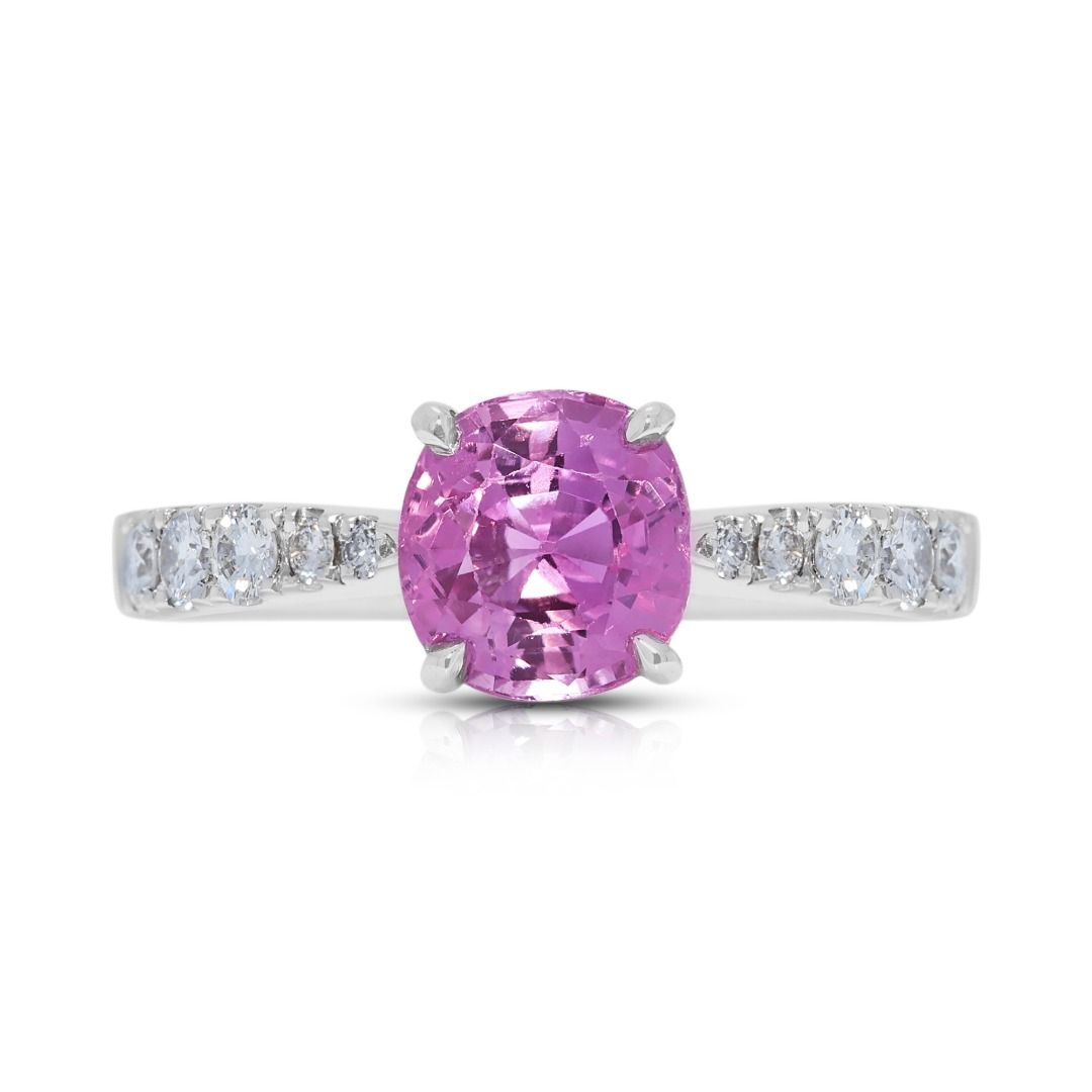 Captivating 2.02ct Pink Sapphire and Diamond Pave 18k White Gold Ring (New-Unworn)