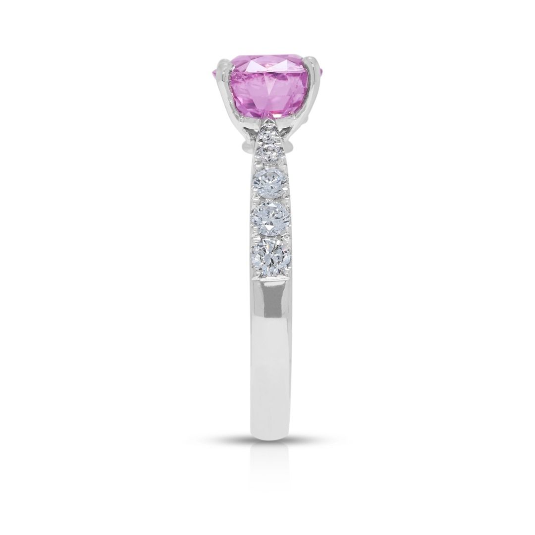 Captivating 2.02ct Pink Sapphire and Diamond Pave 18k White Gold Ring (New-Unworn)