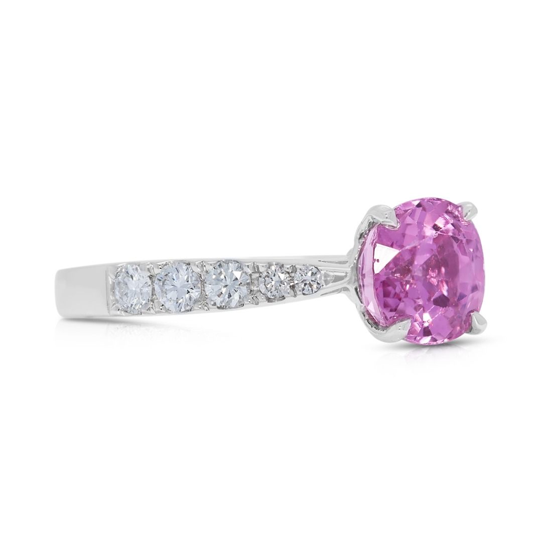 Captivating 2.02ct Pink Sapphire and Diamond Pave 18k White Gold Ring (New-Unworn)