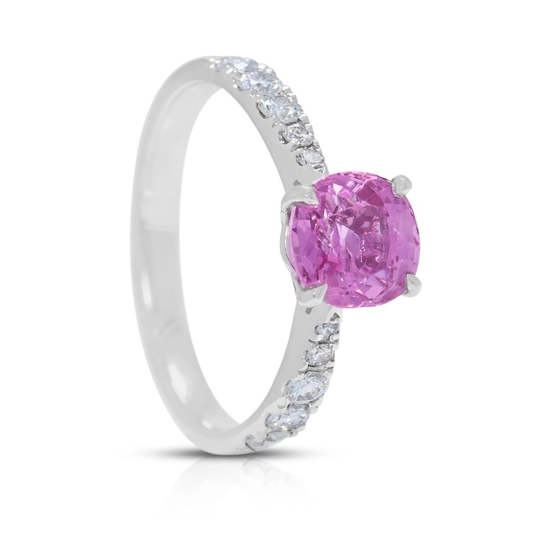 Captivating 2.02ct Pink Sapphire and Diamond Pave 18k White Gold Ring (New-Unworn)