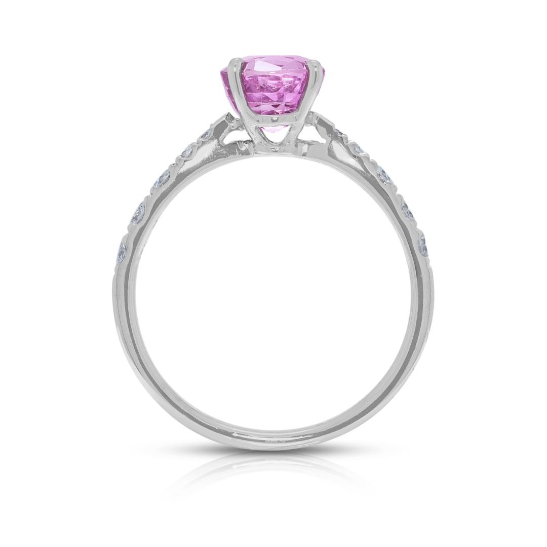 Captivating 2.02ct Pink Sapphire and Diamond Pave 18k White Gold Ring (New-Unworn)