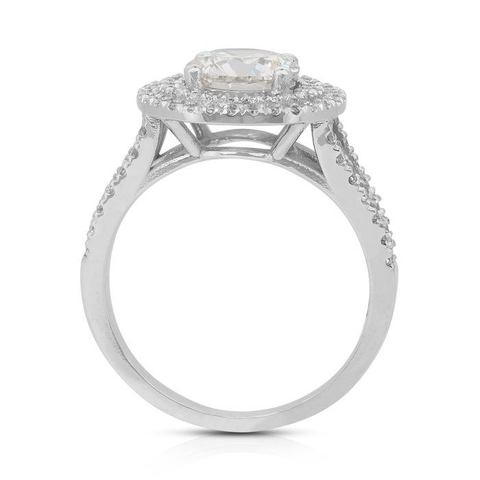 Captivating 2.26ct Diamonds Double Halo Ring in 18k White Gold - IGI Certified