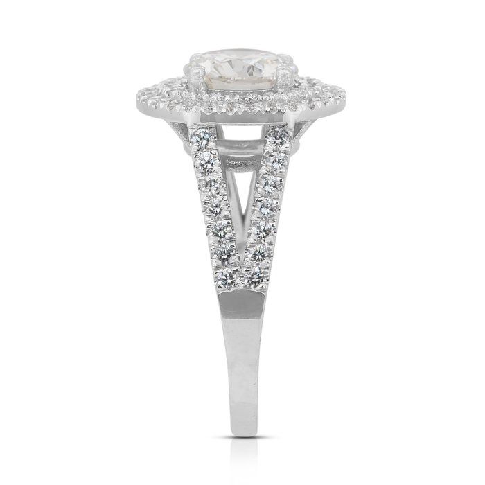 Captivating 2.26ct Diamonds Double Halo Ring in 18k White Gold - IGI Certified