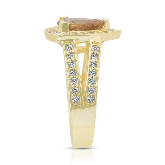 Captivating 2.61ct Beryl and Diamonds Cocktail Ring in 14k Yellow Gold - GIA Certified