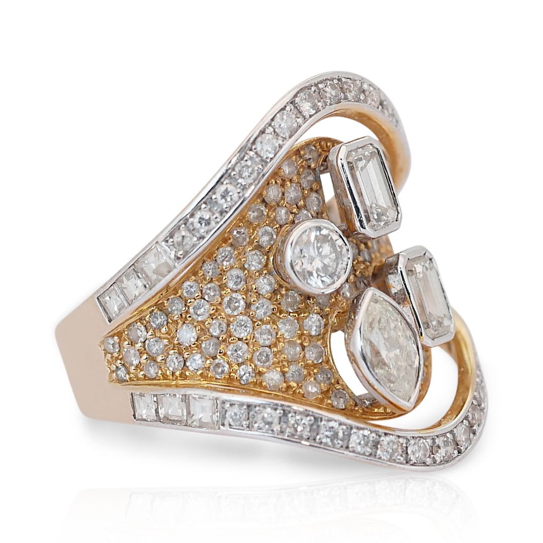 Captivating 3.03ct Diamonds Cocktail Ring in 14K Yellow Gold