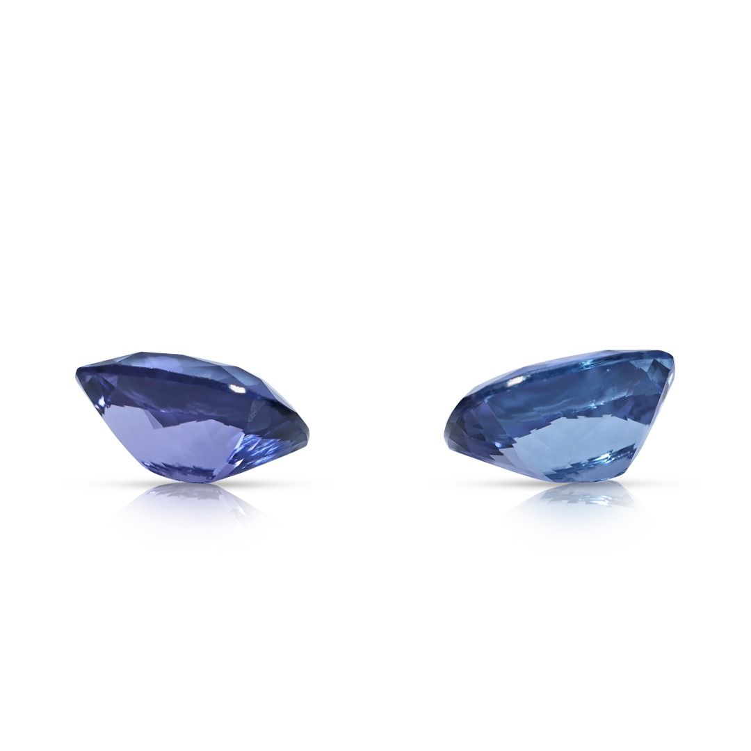 Captivating 5.95ct Pair of Natural Bluish Violet Cushion-Cut Tanzanites - BIG Certified
