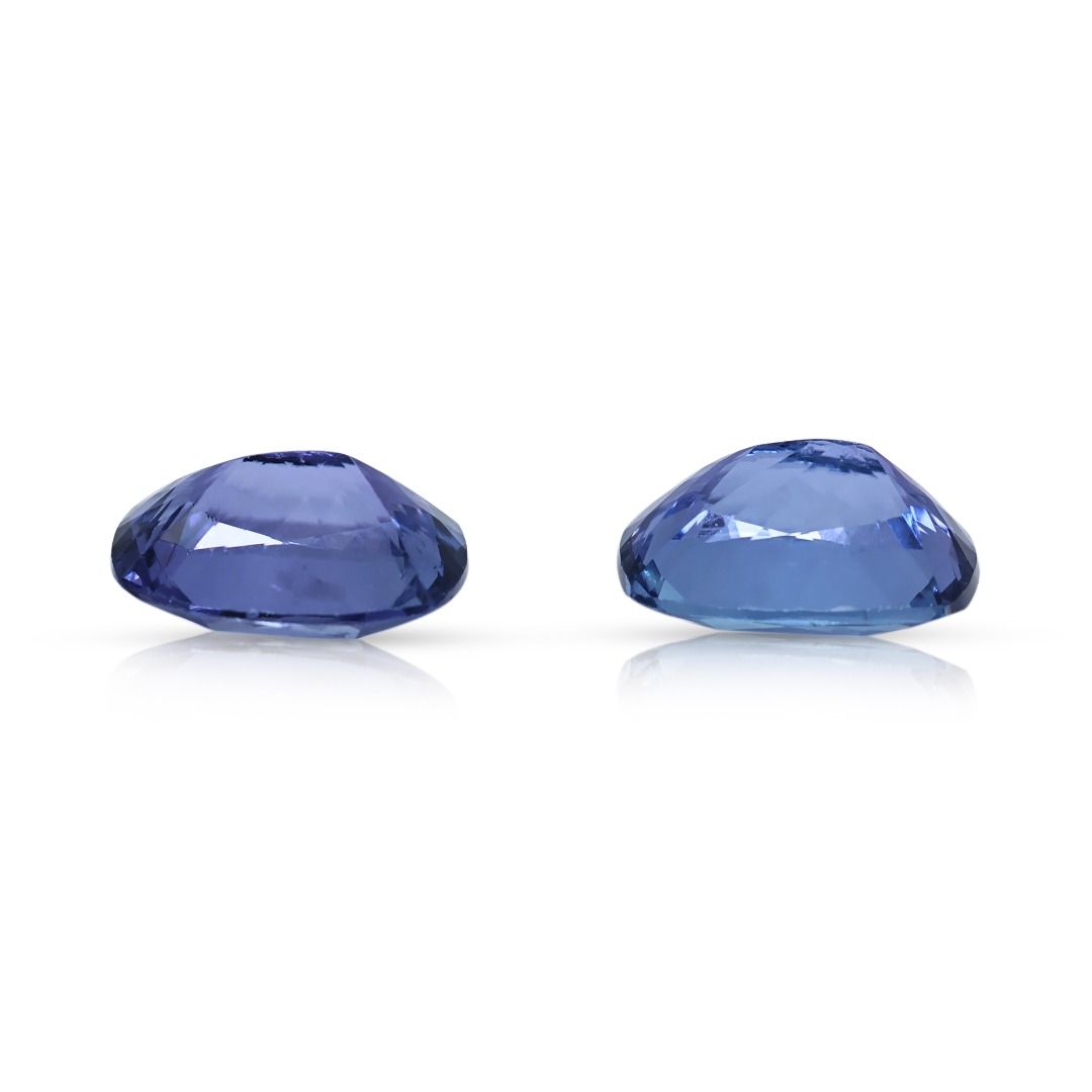 Captivating 5.95ct Pair of Natural Bluish Violet Cushion-Cut Tanzanites - BIG Certified