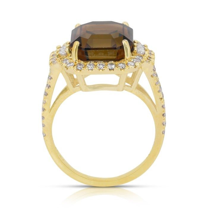 Captivating 8.88ct Tourmaline and Diamonds Cocktail Ring in 18k Yellow Gold - GIA Certified