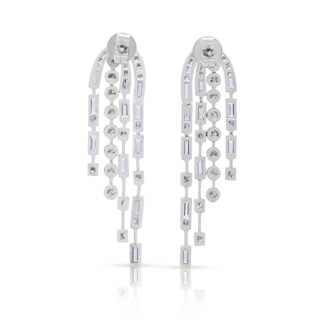 Cascading 2.17ct Diamond Drop Earrings in 18K White Gold