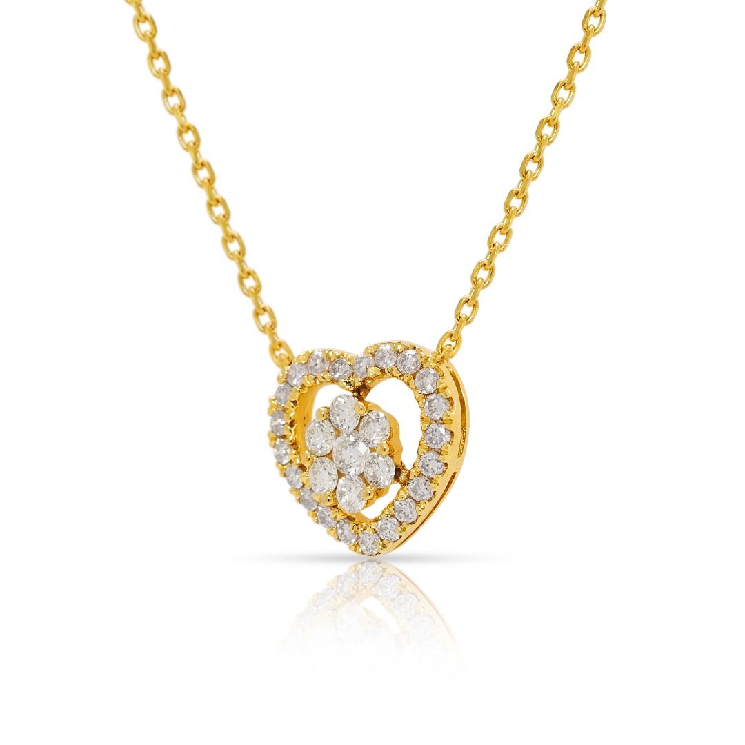 Charming 0.32ct Natural Diamond Heart 9k Yellow Gold Necklace