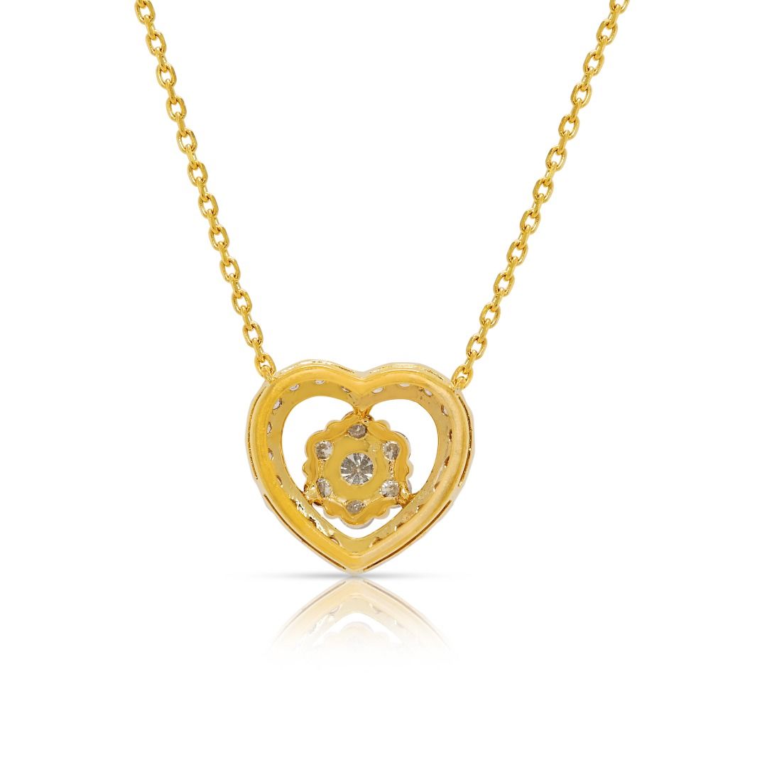 Charming 0.32ct Natural Diamond Heart 9k Yellow Gold Necklace