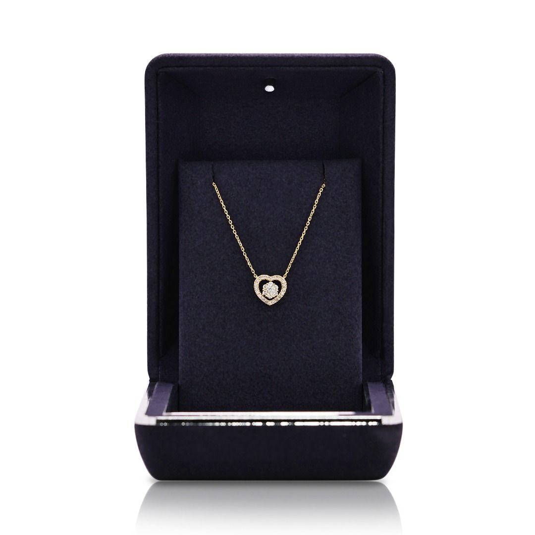 Charming 0.32ct Natural Diamond Heart 9k Yellow Gold Necklace