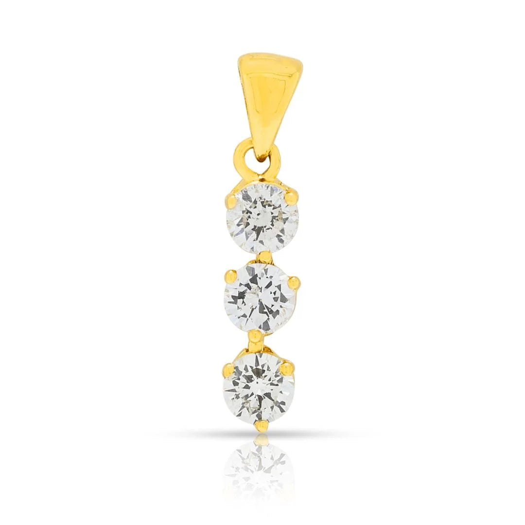 Charming 0.36ct Diamond Trio Pendant in 18K Yellow Gold (New)