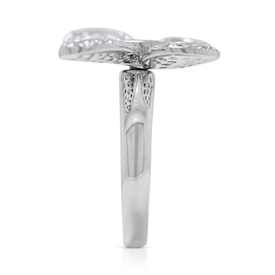 Charming 1.05ct Butterfly Design Diamond Ring in 18K White Gold