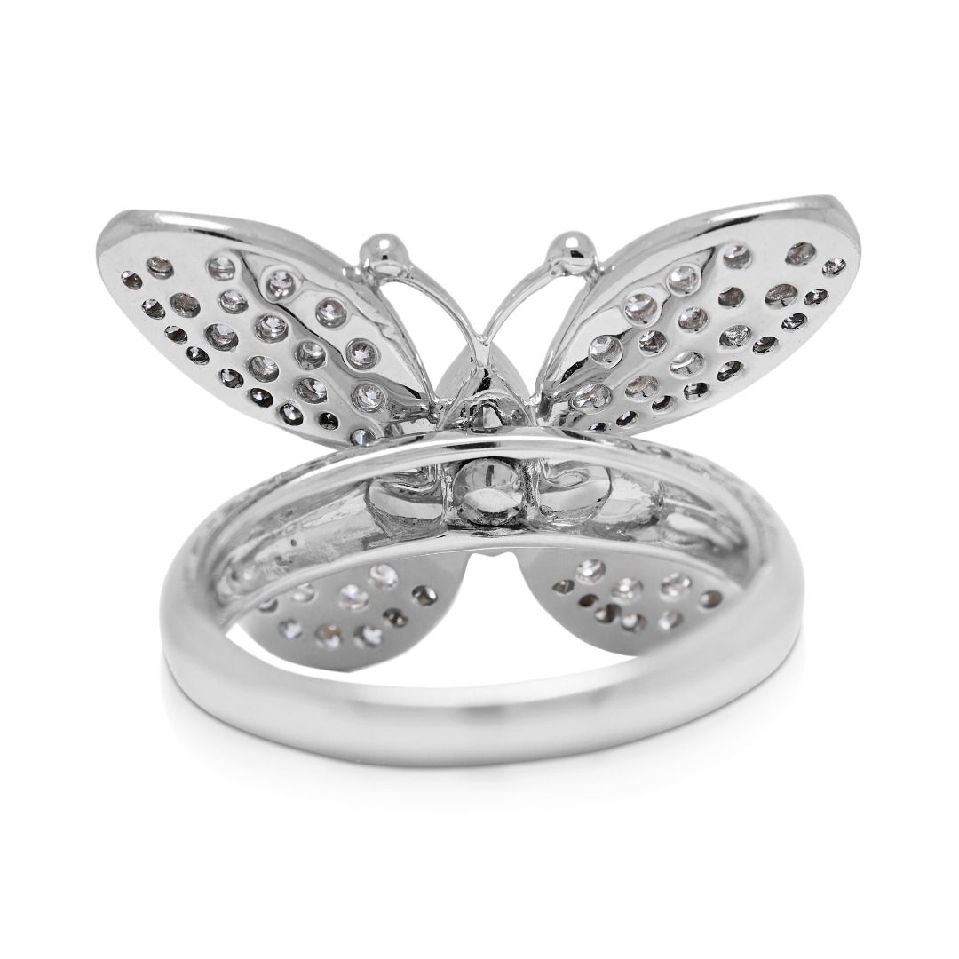 Charming 1.05ct Butterfly Design Diamond Ring in 18K White Gold