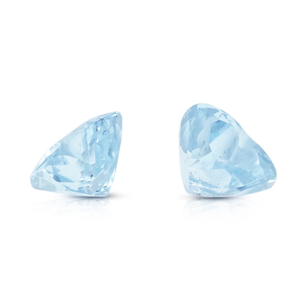 Charming 2.14ct Heart Cut Natural Aquamarine Pair Loose Gemstones