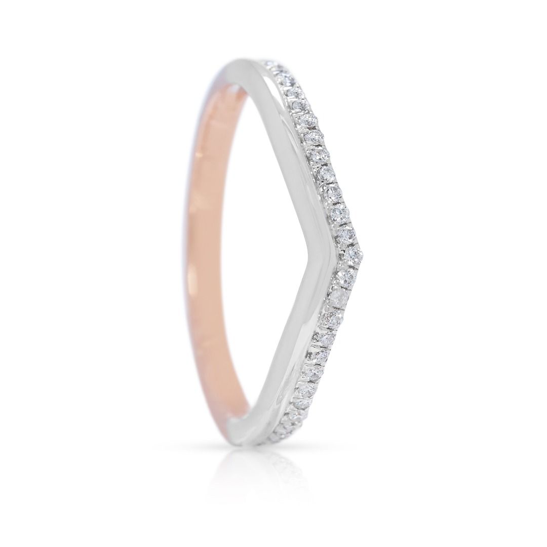 Chevron 0.11ct Diamond Ring in 18K Two-Toned Gold