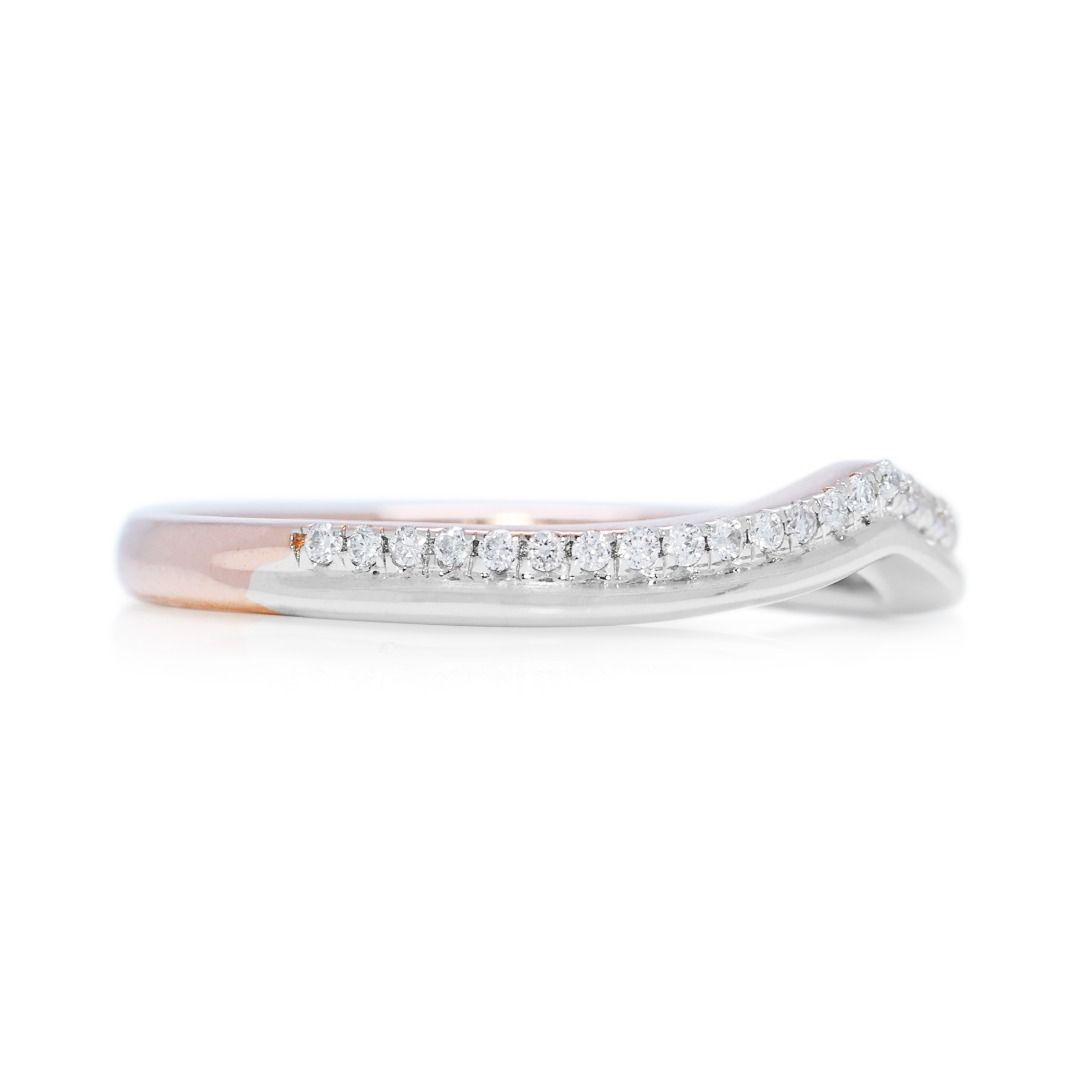 Chevron 0.11ct Diamond Ring in 18K Two-Toned Gold