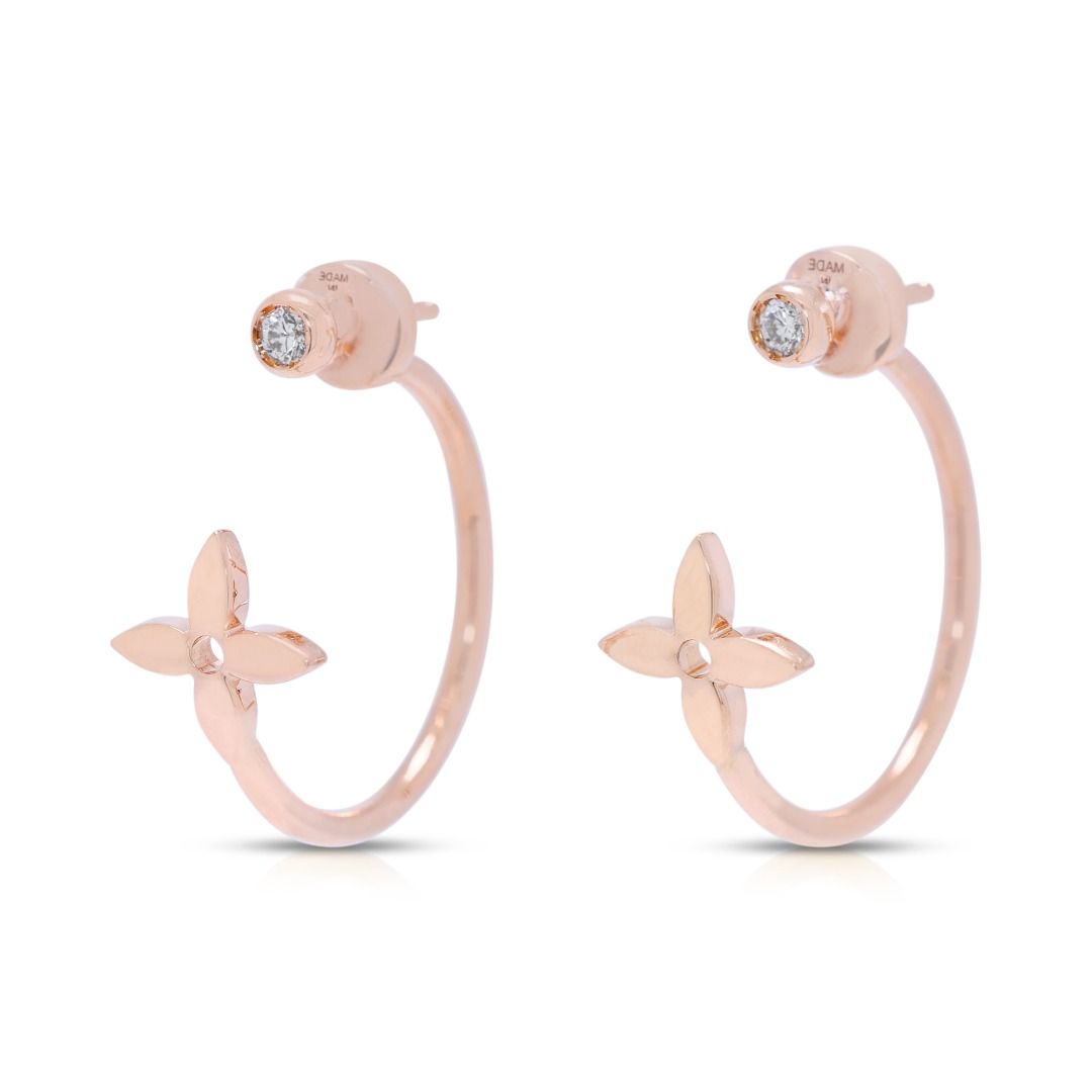 Chic 0.06ct Diamond Louis Vuitton Dylle Blossom Hope Earrings in 18K Rose Gold (Full Set)