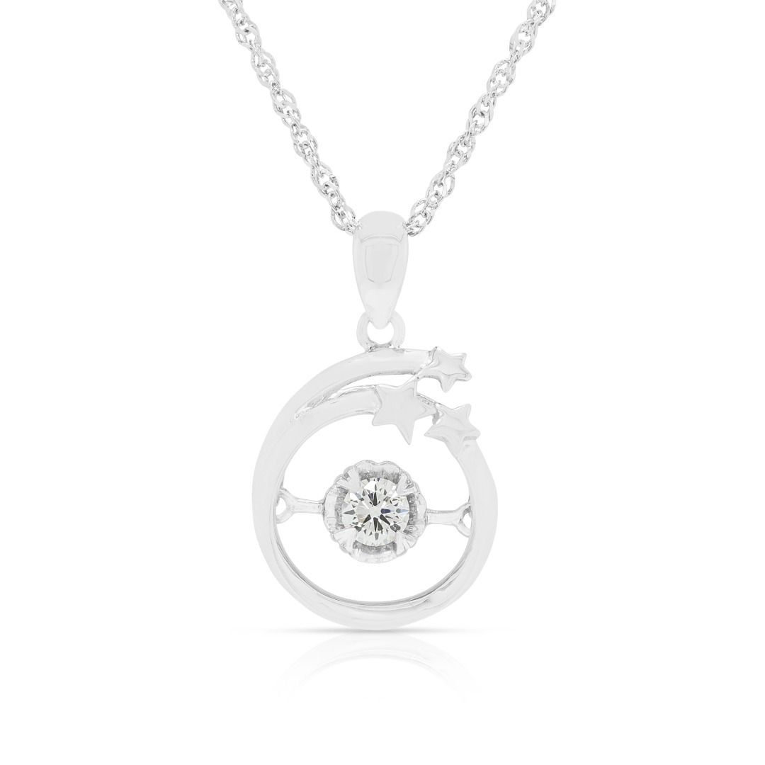 Chic 0.10ct Diamond Necklace in 14K White Gold (New)