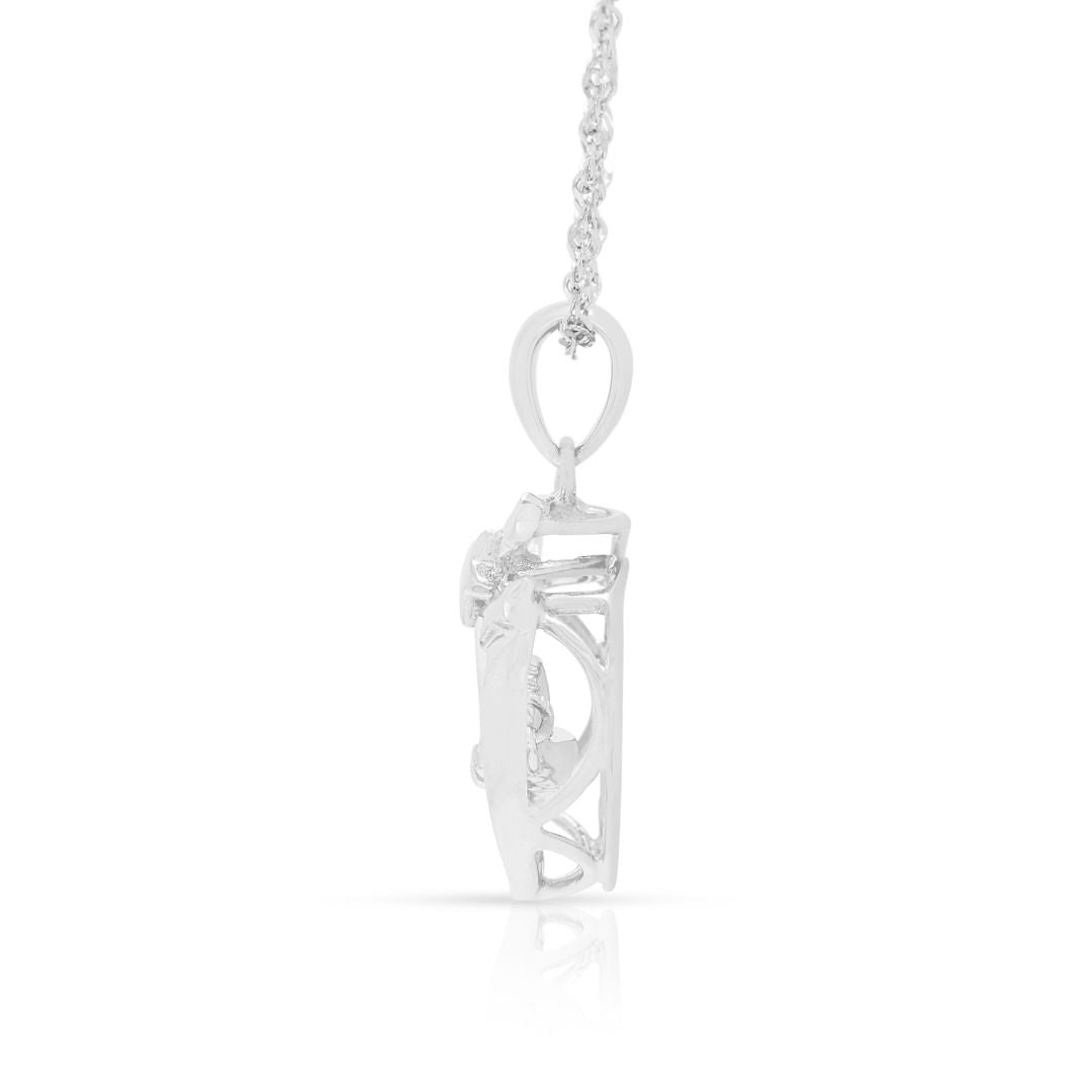 Chic 0.10ct Diamond Necklace in 14K White Gold (New)