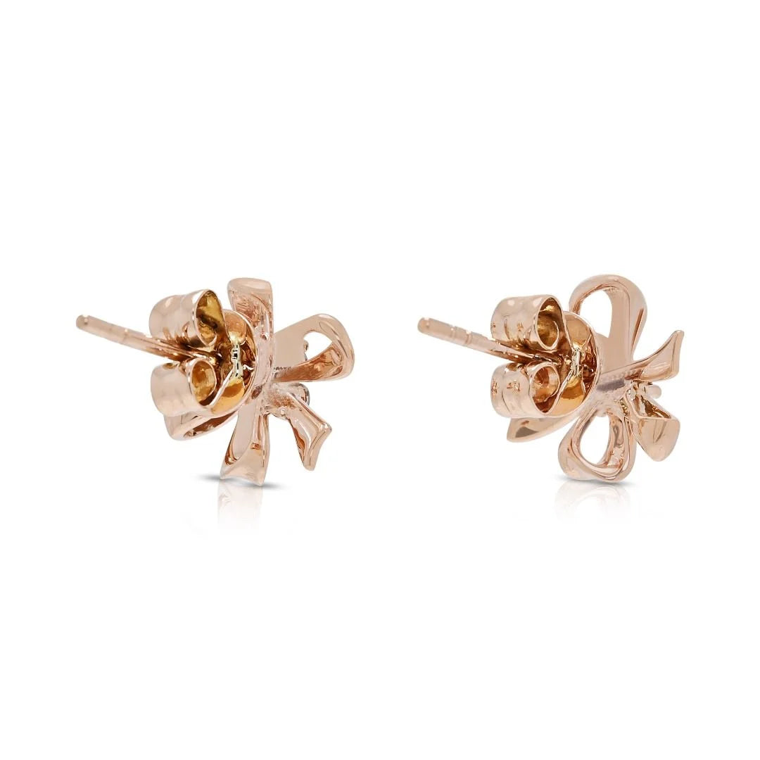 Chic 0.12ct Diamond Floral Earrings in 14K Rose Gold