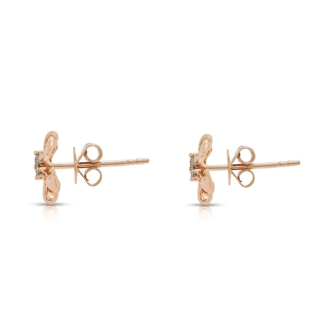 Chic 0.12ct Diamond Floral Earrings in 14K Rose Gold
